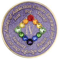 NA Coin, #N25.  Glitter Lavender NA Chip w Rainbow Bling (Yrs 1-45)