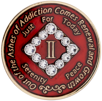 NA Coin, #N32.Red  NA Medallion w White Crystals (Yrs 1-45)