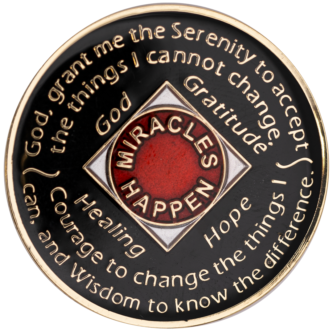 NA Coin, #N33. Red w Aurora Borealis Crystals (Yrs 1-45)