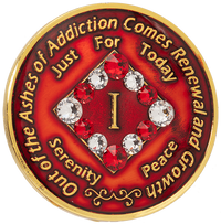 #N30. NA Red Coin w White/Red Crystals (1-45) - Premium Medallions from Choices - Just $21.95! Shop now at Choices Books & Gifts