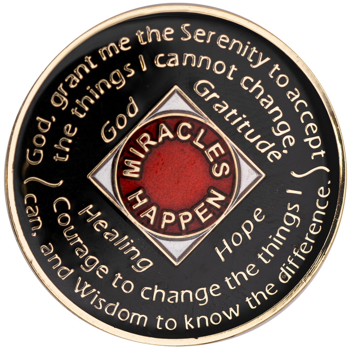 NA Coin, #N34. Red w White/Red Crystals (Yrs 1-45)