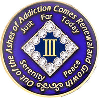 NA Coin, #N42.  Blue  NA Medallion  w/ White Crystals (Yrs 1-45)