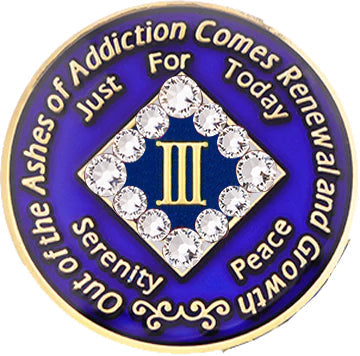 NA Coin, #N42.  Blue w/ White Crystals (Yrs 1-45)