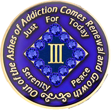 NA Coin, #N44.  Blue w/ Blue Crystals (Yrs 1-45)