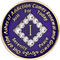 NA Coin, #N47.  Purple NA Medallion w White Crystal (Yrs 1-45)