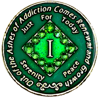 NA Coin, #N54.  Green NA Medallion w/ Green Crystals (1-40)