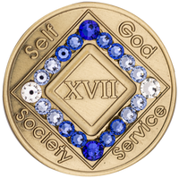 NA Coin, #N62.  NA Bronze Medallion with Blue Trans Crystals (1-60)