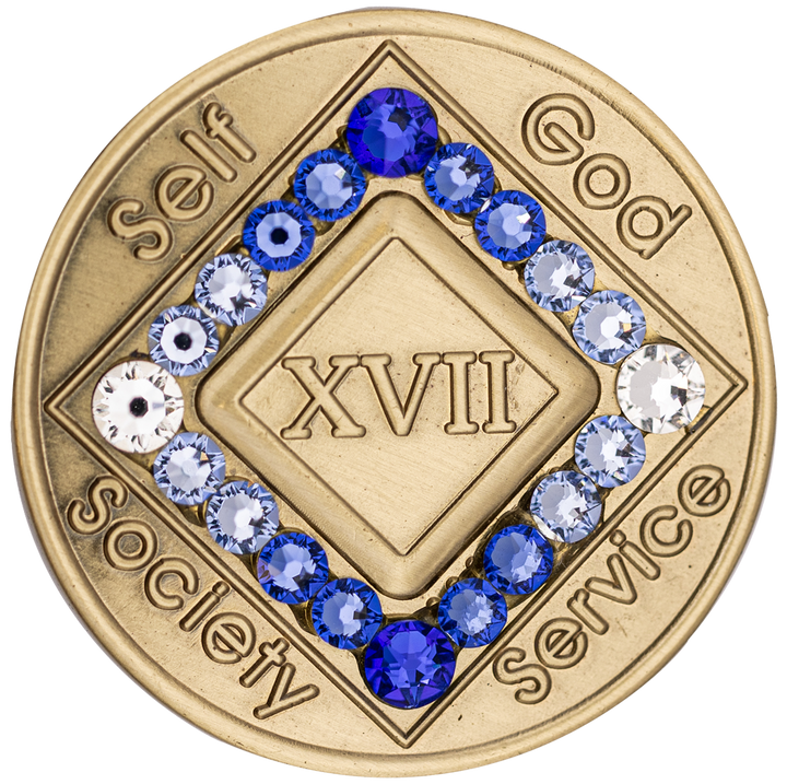 NA Coin, #N62.  NA Bronze Medallion with Blue Trans Crystals (1-60)