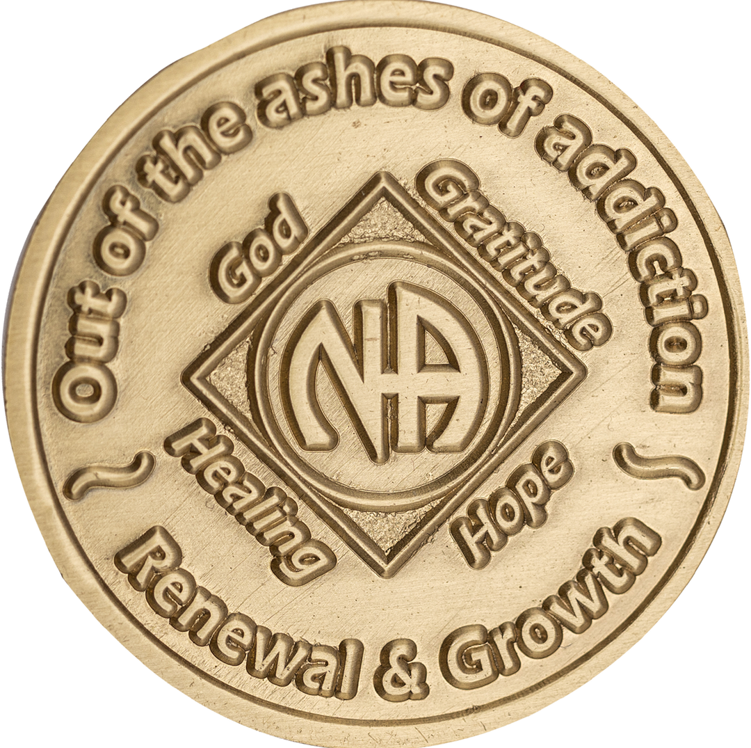 NA Bronze with Blue Trans Crystals Coin - Recovery Medallion from Choices Books & Gifts