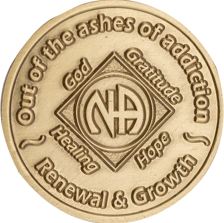 NA Bronze with Blue Trans Crystals Coin - Recovery Medallion from Choices Books & Gifts