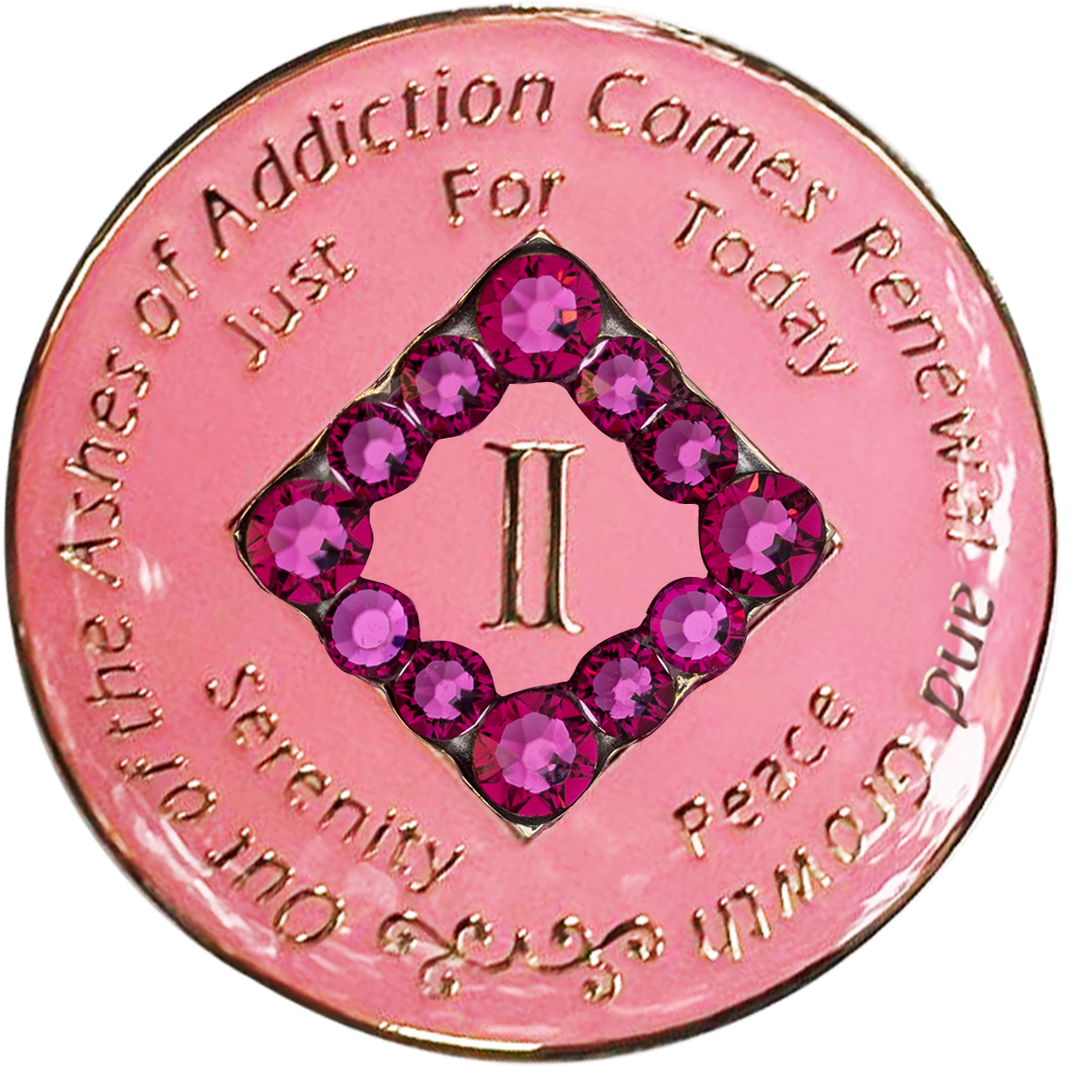 NA Pink with Pink Crystals Coin - Recovery Medallion from Choices Books & Gifts