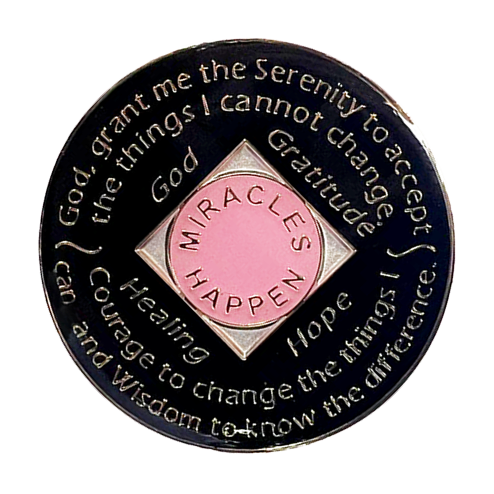 NA Pink with Pink Trans Crystals Coin - Recovery Medallion from Choices Books & Gifts