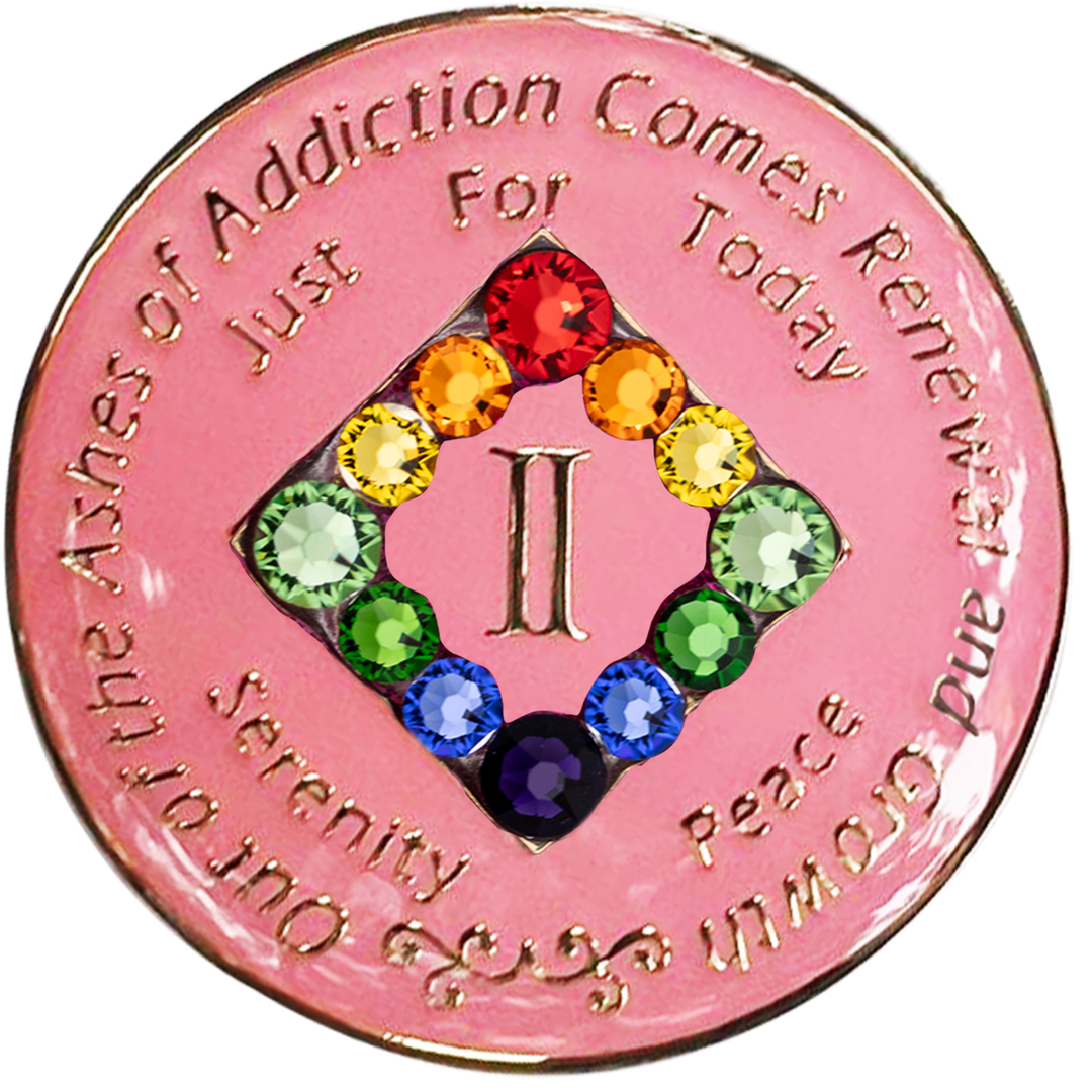 NA Pink with Rainbow Bling Coin - Recovery Medallion from Choices Books & Gifts