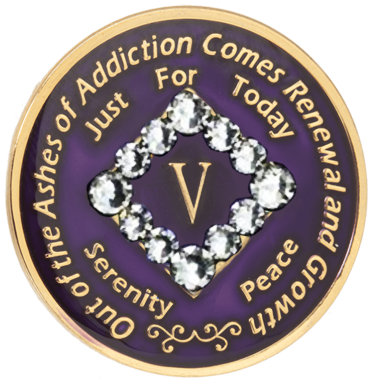 Purple NA with White Crystal Coin - Recovery Medallion from Choices Books & Gifts