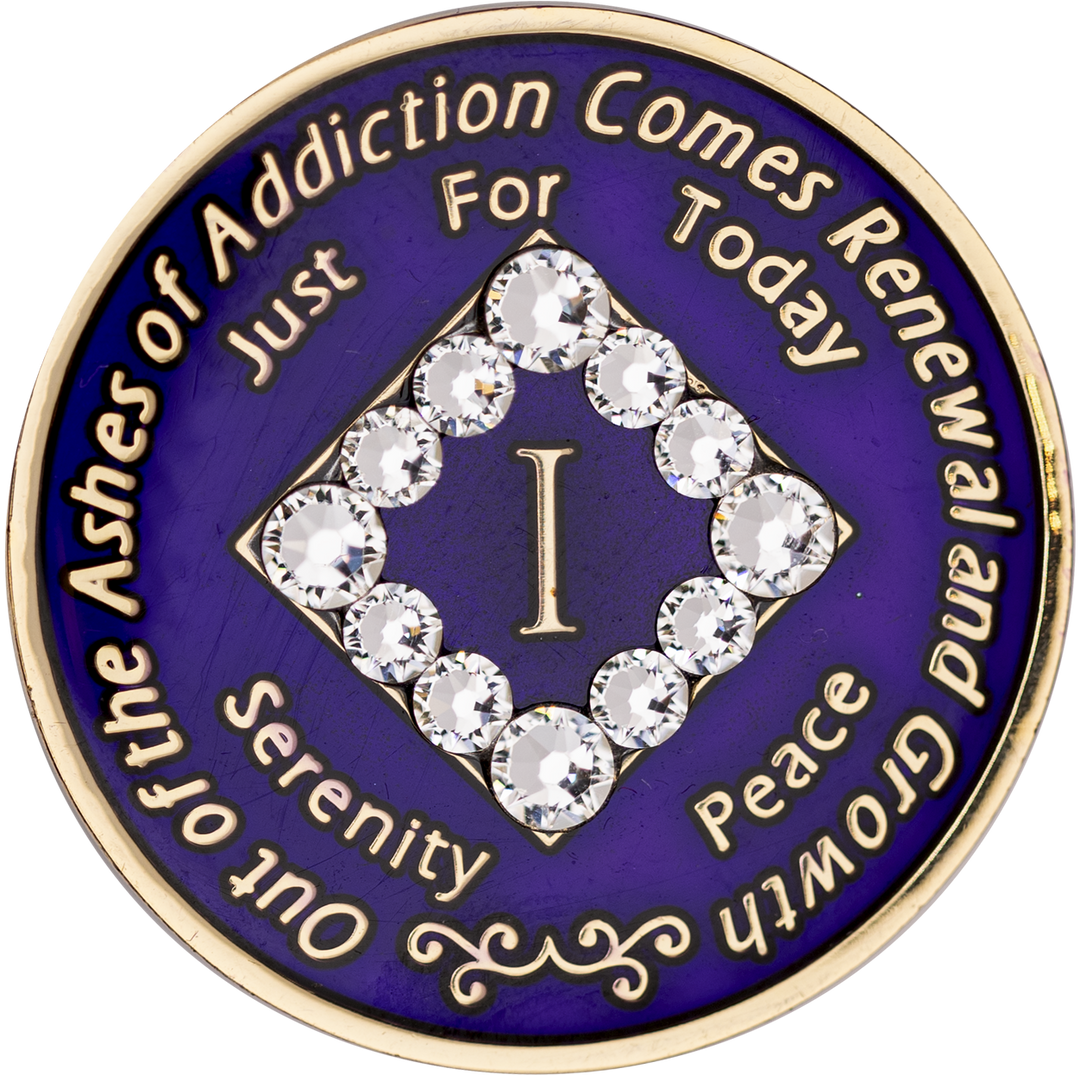 Purple NA with White Crystal Coin - Recovery Medallion from Choices Books & Gifts