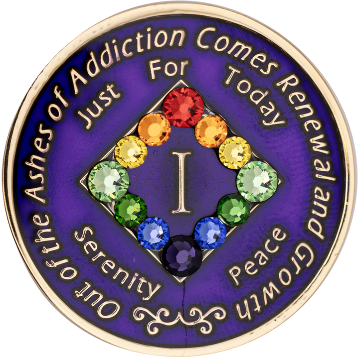 NA Purple with Rainbow Bling Coin - Recovery Medallion from Choices Books & Gifts