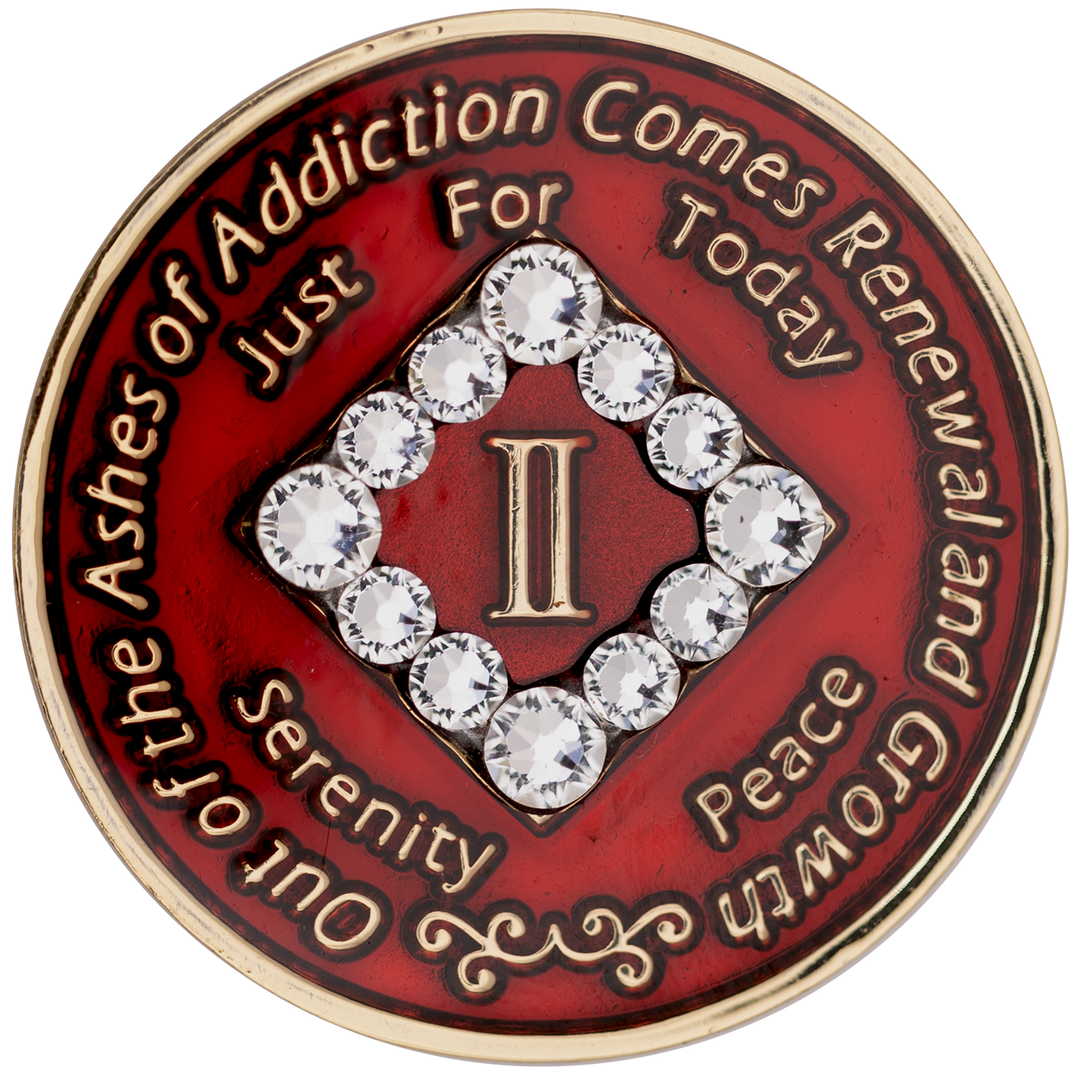 Red NA with White Crystals Coin - Recovery Medallion from Choices Books & Gifts