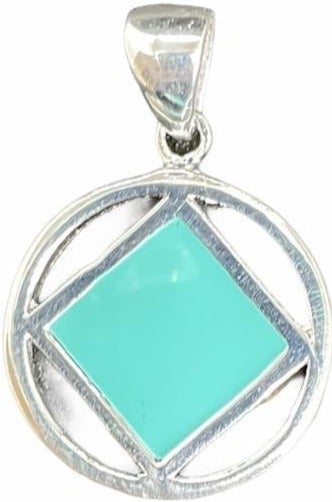 NS62. NA Turquoise Enamel Necklace. Sterling Silver. - Premium Jewelry from 12 Step Gold by Jonathan Friedman - Just $34.95! Shop now at Choices Books & Gifts