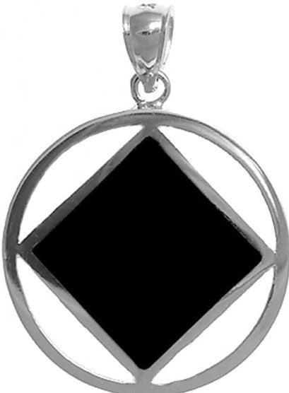 NS63. NA Black Enamel Necklace, SMALL. Sterling Silver. - Premium Jewelry from 12 Step Gold by Jonathan Friedman - Just $44.95! Shop now at Choices Books & Gifts