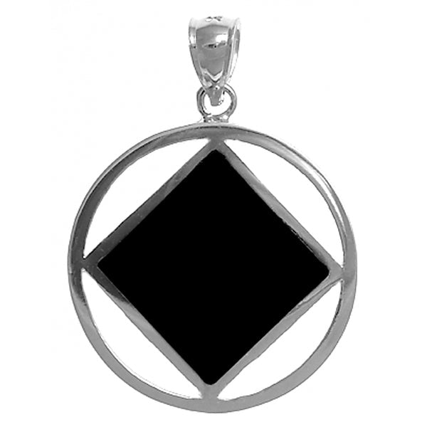 NS63. NA Black Enamel Necklace, SMALL. Sterling Silver. - Premium Jewelry from 12 Step Gold by Jonathan Friedman - Just $44.95! Shop now at Choices Books & Gifts
