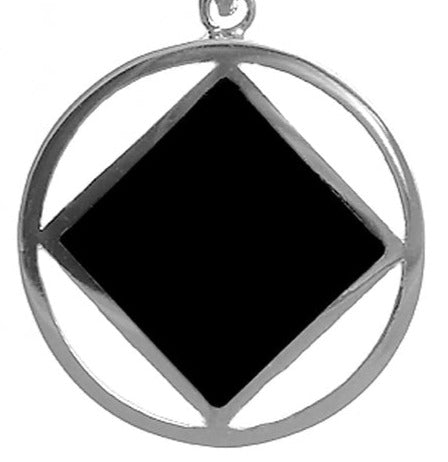 NS63. NA Black Enamel Necklace, SMALL. Sterling Silver. - Premium Jewelry from 12 Step Gold by Jonathan Friedman - Just $44.95! Shop now at Choices Books & Gifts