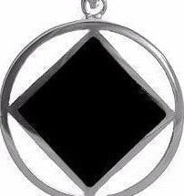 NS63a. NA Black Enamel Necklace, LARGE. Sterling Silver. - Premium Jewelry from 12 Step Gold by Jonathan Friedman - Just $50.95! Shop now at Choices Books & Gifts