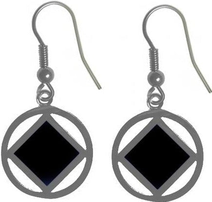 NSE02. NA Black Enamel Earrings, Sterling Silver. - Premium Jewelry from 12 Step Gold by Jonathan Friedman - Just $70! Shop now at Choices Books & Gifts