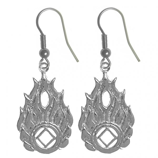 NSE09a18. NA Symbol Flames. Sterling Silver. - Premium Jewelry from 12 Step Gold by Jonathan Friedman - Just $40! Shop now at Choices Books & Gifts