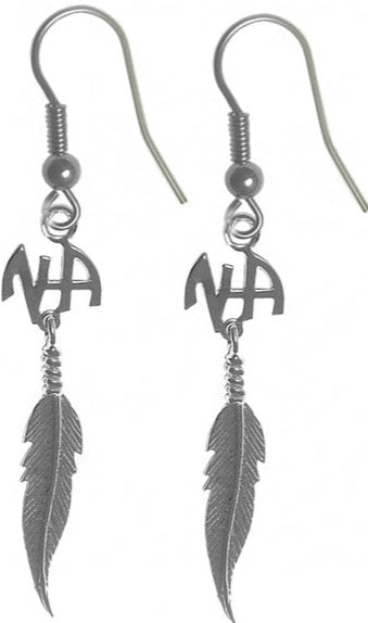NSE24.  NA Initials with a Single Feather. Sterling Silver. - Premium Jewelry from 12 Step Gold by Jonathan Friedman - Just $40! Shop now at Choices Books & Gifts