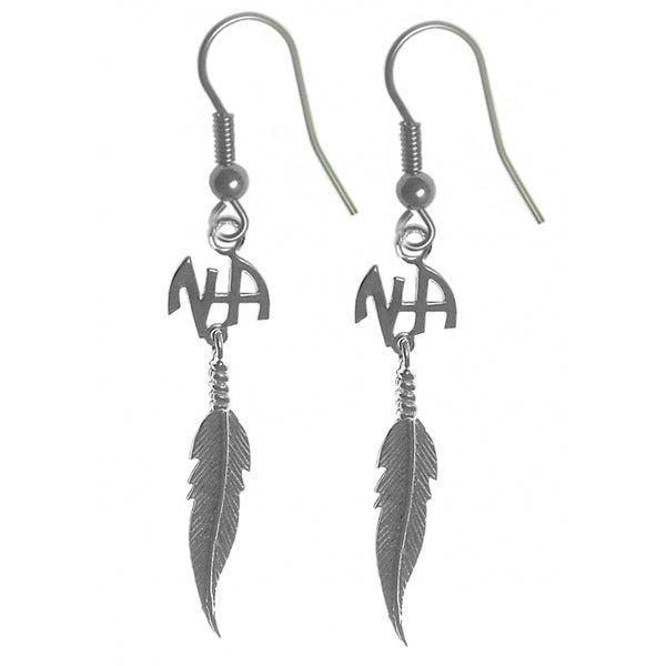 NSE24.  NA Initials with a Single Feather. Sterling Silver. - Premium Jewelry from 12 Step Gold by Jonathan Friedman - Just $40! Shop now at Choices Books & Gifts