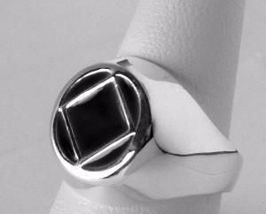 NSR01. NA Black Enamel  Ring, Sterling Silver. - Premium Jewelry from 12 Step Gold by Jonathan Friedman - Just $59.95! Shop now at Choices Books & Gifts