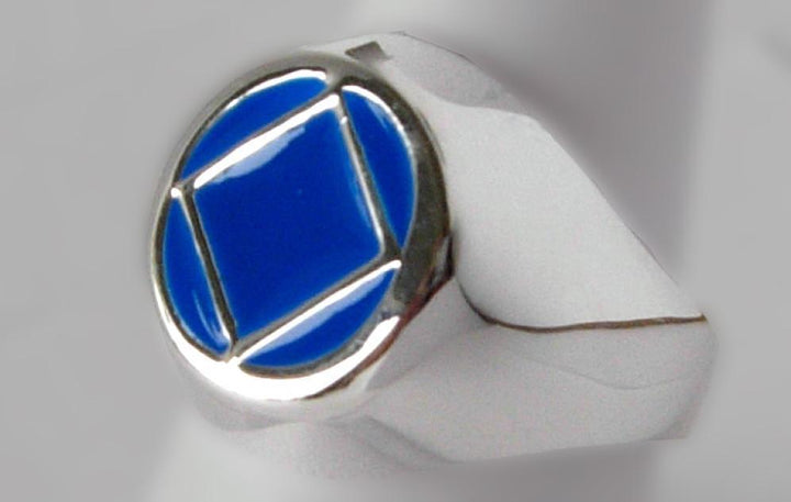 NSR02. NA Blue Enamel Ring, Sterling Silver. - Premium Jewelry from 12 Step Gold by Jonathan Friedman - Just $49.95! Shop now at Choices Books & Gifts