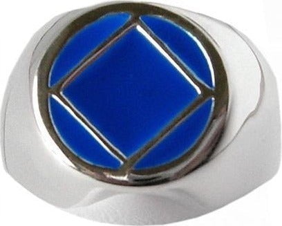 NSR02. NA Blue Enamel Ring, Sterling Silver. - Premium Jewelry from 12 Step Gold by Jonathan Friedman - Just $49.95! Shop now at Choices Books & Gifts