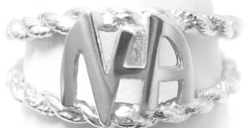 NSR07. NA Initials Rope Banded Ring, Sterling Silver. - Premium Jewelry from 12 Step Gold by Jonathan Friedman - Just $25! Shop now at Choices Books & Gifts