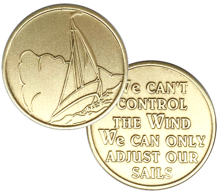 Sailboat, We cant control the winds, Bronze Coin - Recovery Medallion from Choices Books & Gifts