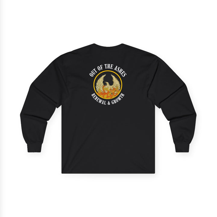 V19. Out of the Ashes Tshirt. Black Long Sleeve.