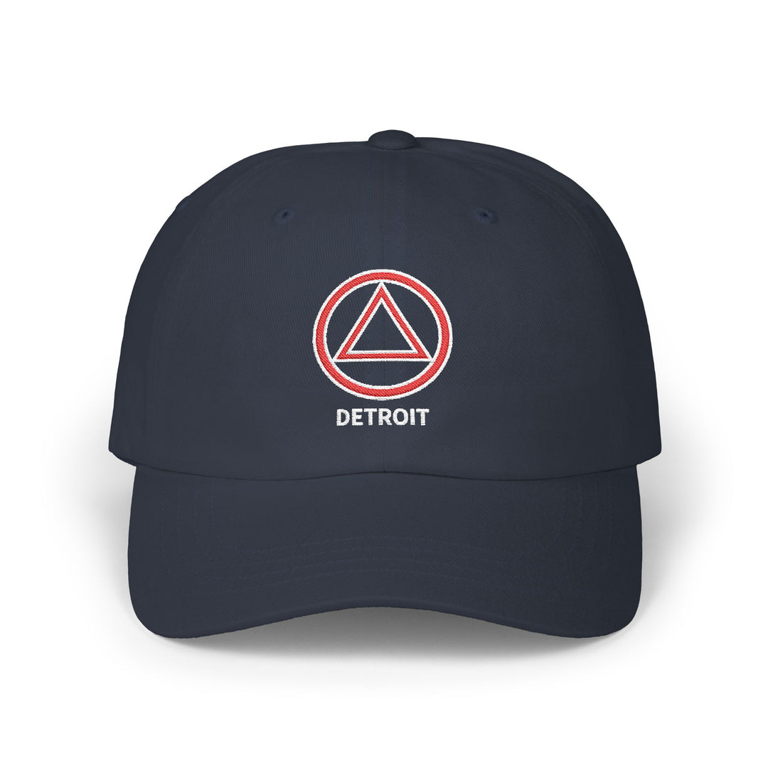 V33. Detroit Hat, Embroidered, Navy.