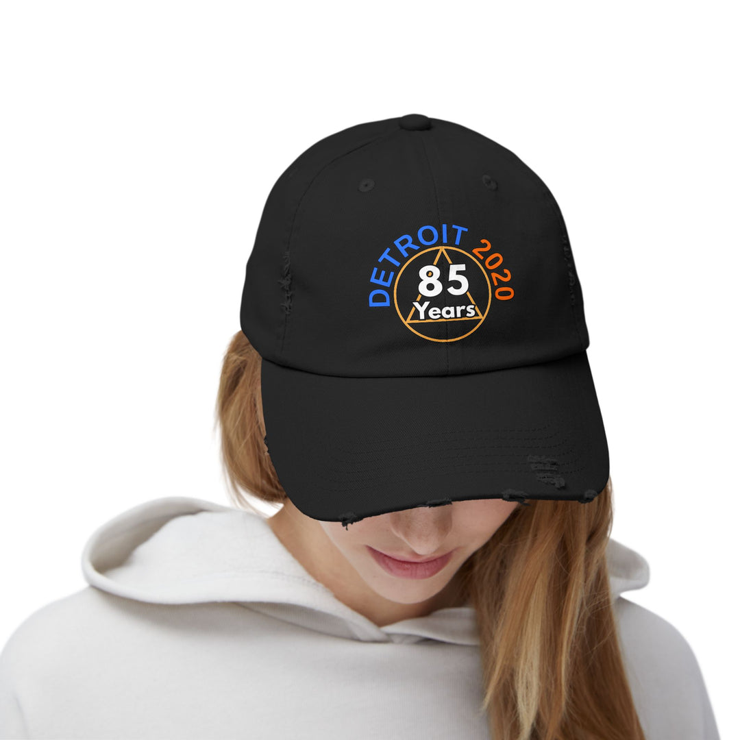 V34a.Detroit 85 Distressed Cap, Multi Colors
