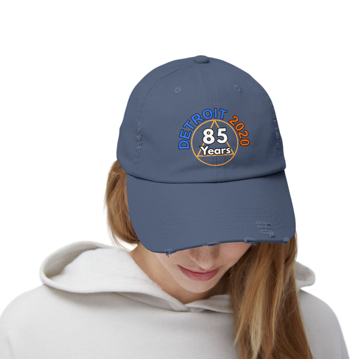 V34a.Detroit 85 Distressed Cap, Multi Colors