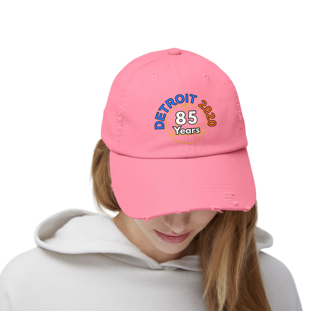 V34a.Detroit 85 Distressed Cap, Multi Colors
