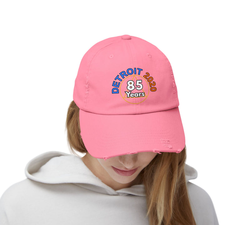 V34a.Detroit 85 Distressed Cap, Multi Colors