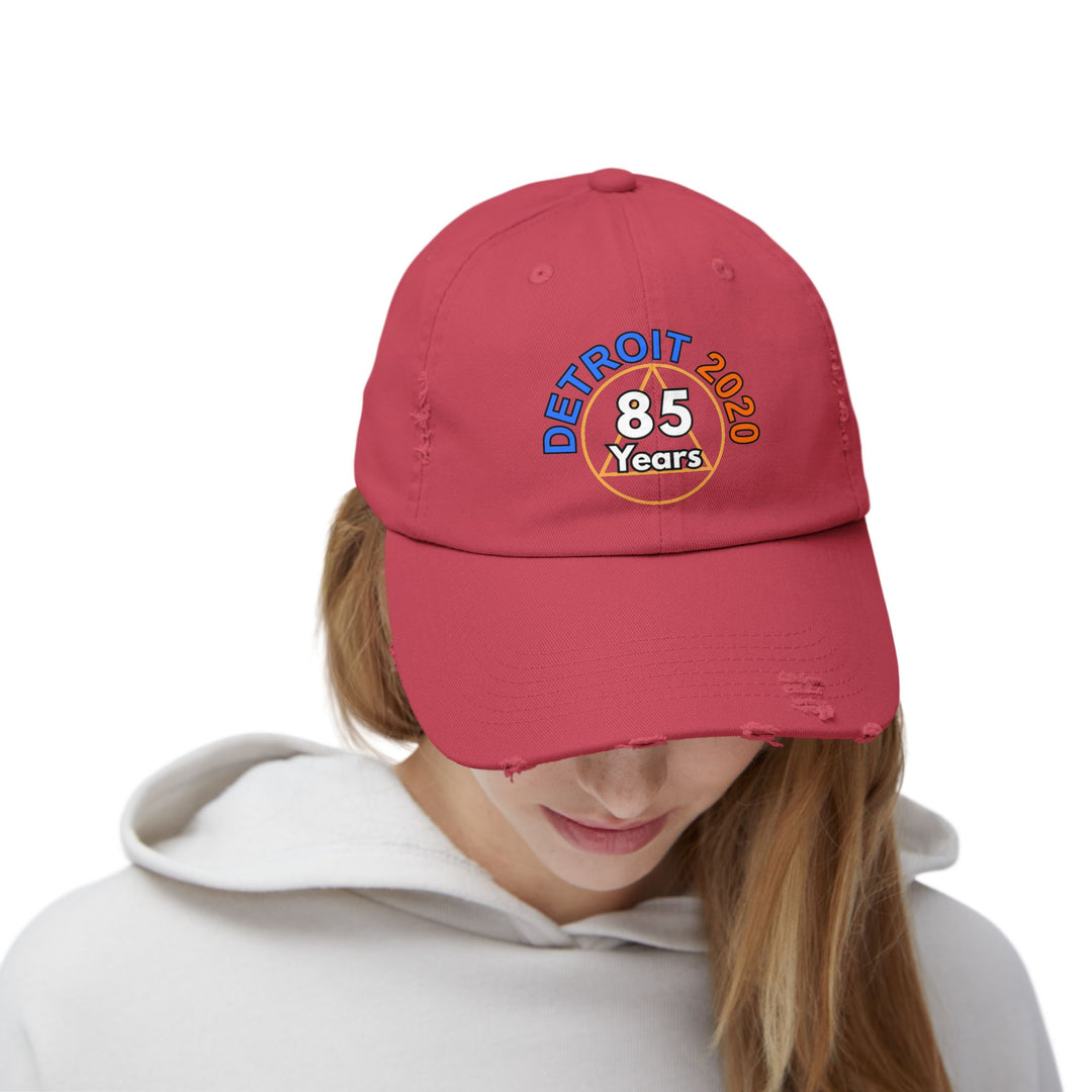 V34a.Detroit 85 Distressed Cap, Multi Colors