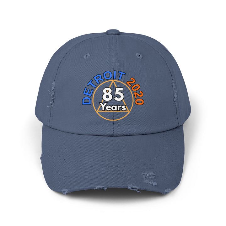V34a.Detroit 85 Distressed Cap, Multi Colors