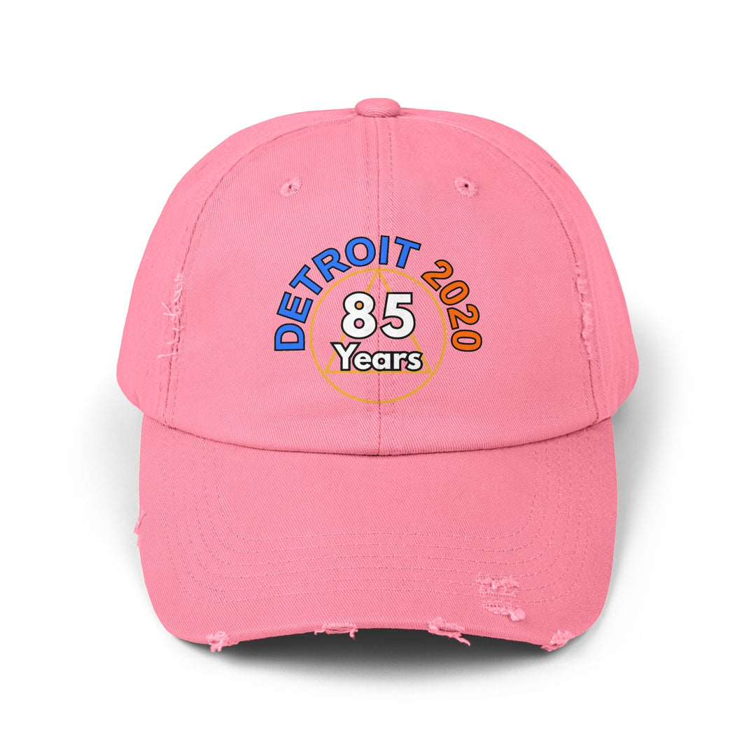 V34a.Detroit 85 Distressed Cap, Multi Colors