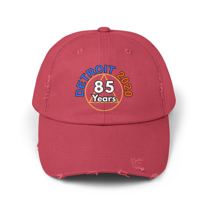 V34a.Detroit 85 Distressed Cap, Multi Colors