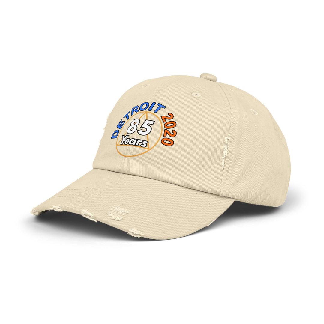 V34a.Detroit 85 Distressed Cap, Multi Colors