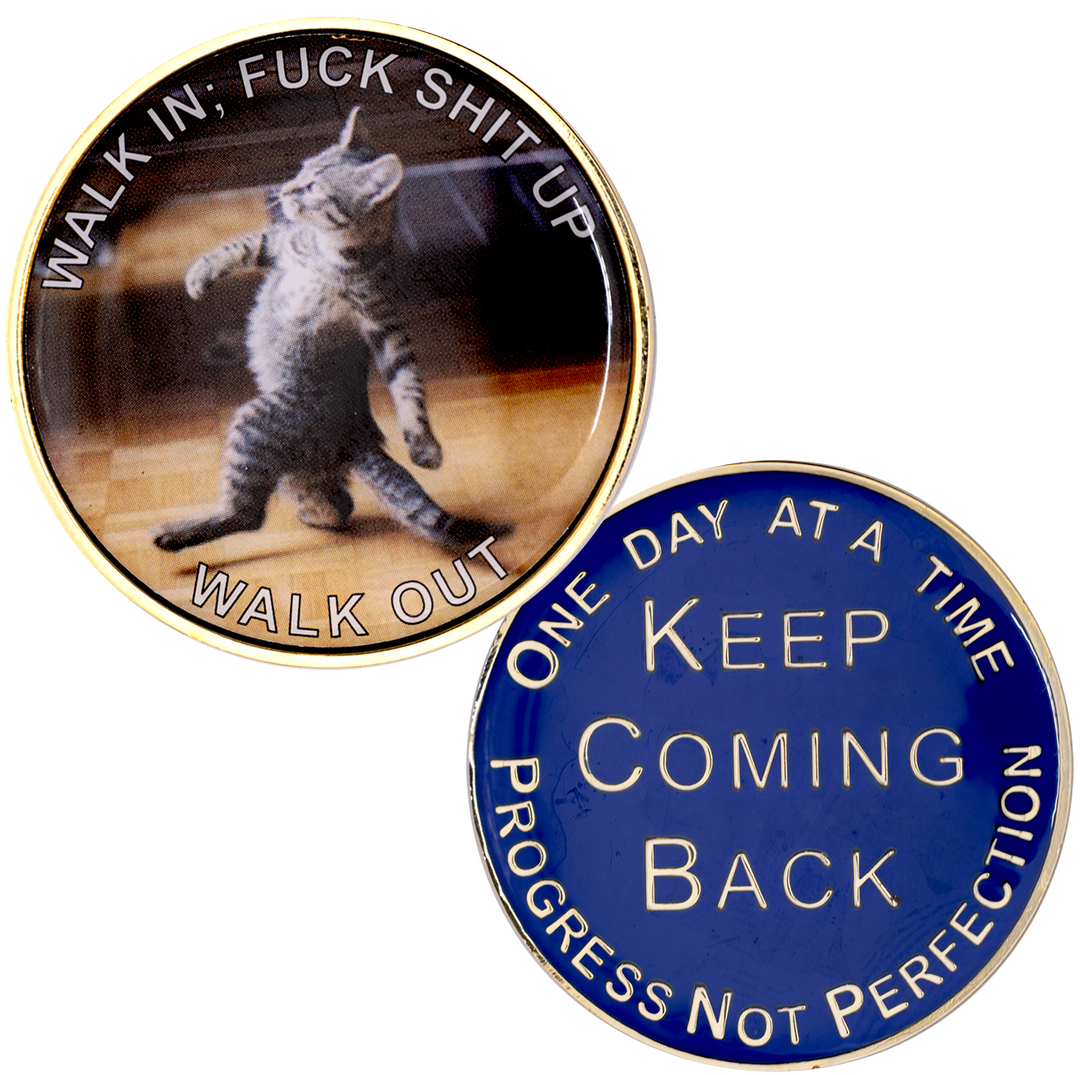 Walk In Walk Out Cat, Print Version Coin - Recovery Medallion from Choices Books & Gifts