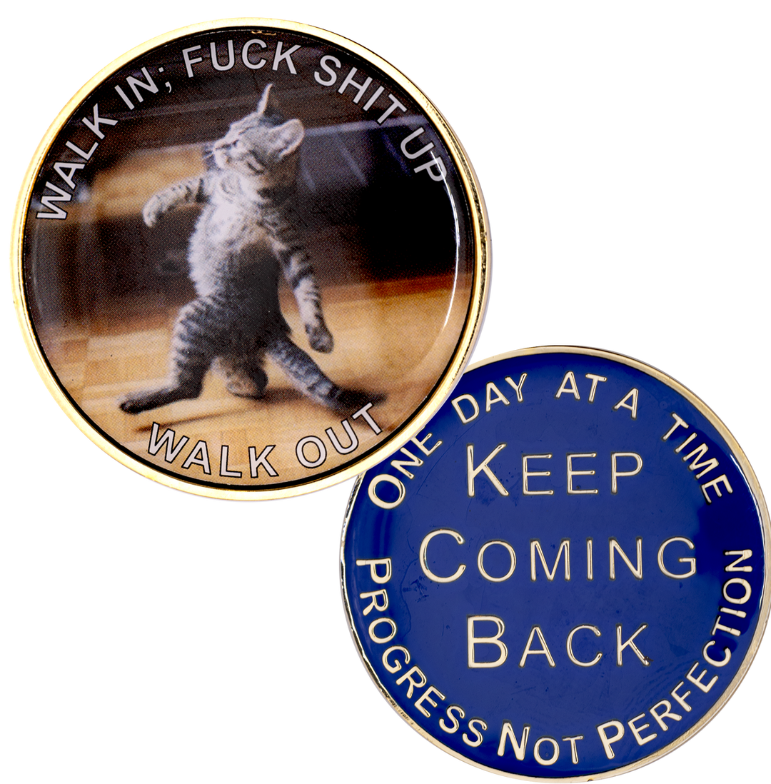 Walk In Walk Out Cat, Print Version Coin - Recovery Medallion from Choices Books & Gifts