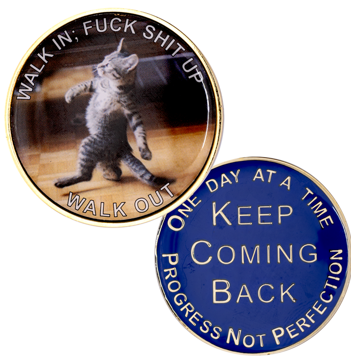Walk In Walk Out Cat, Print Version Coin - Recovery Medallion from Choices Books & Gifts