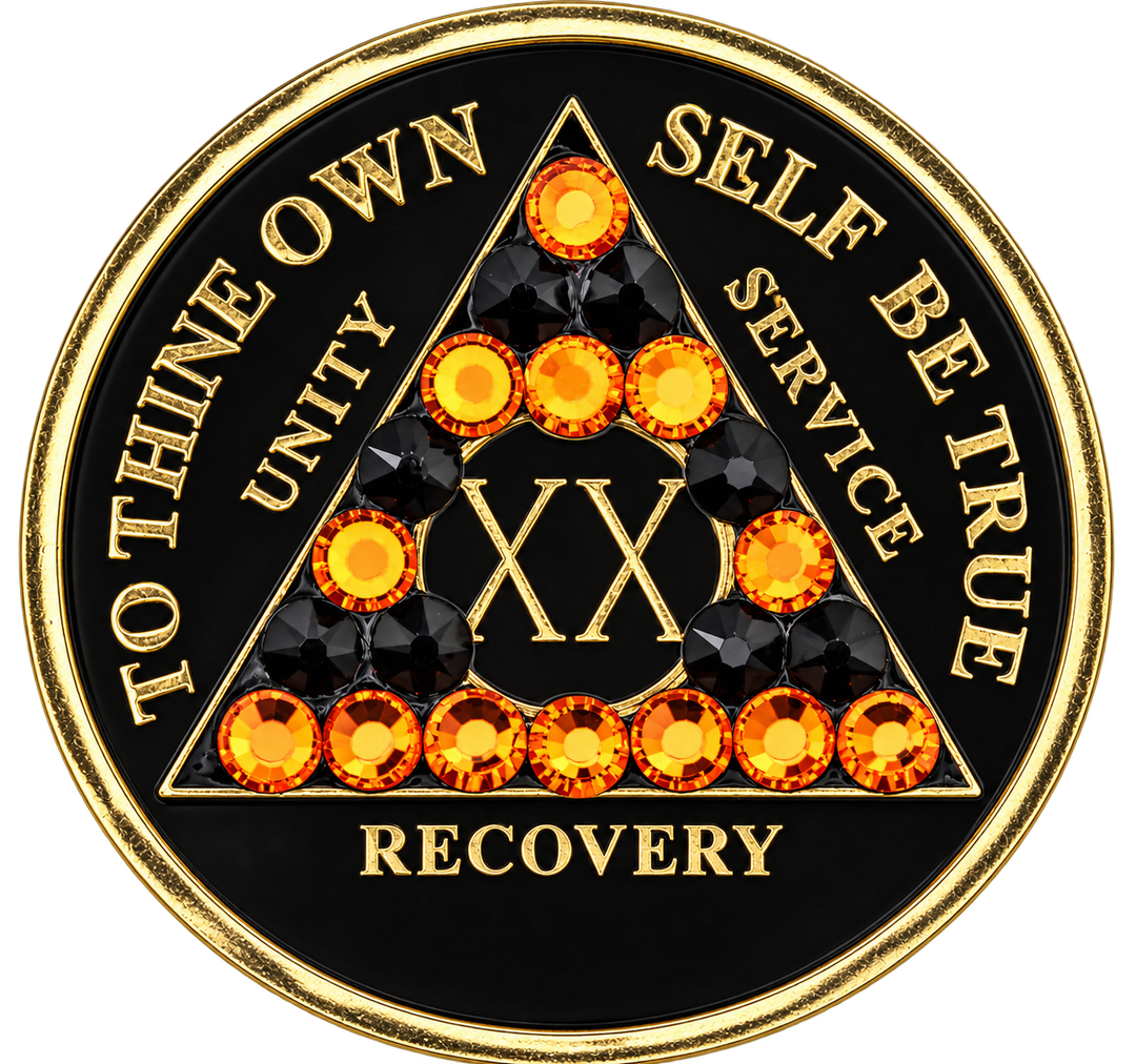 AA Chip, Black w Orange, Black Bling (#AA105A) - Recovery Medallion from Choices Books & Gifts